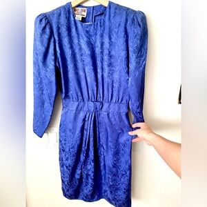 Maggy London Blue Floral Silk Dress